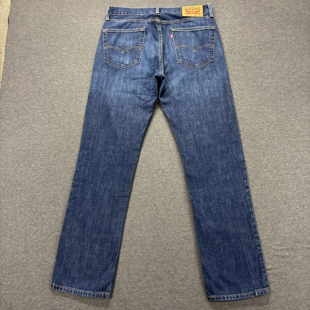 Levis 514 Jeans Mens 31x32 Blue Denim Straight Fit Whiskered Fade Streetwear